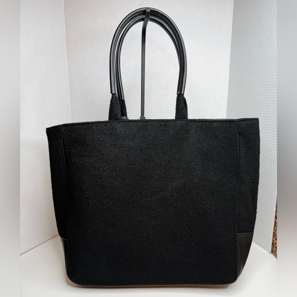 Givenchy Parfums Large Black Wool and Vegan Leather Tote Bag Preppy Luxury Boho - Picture 5 of 16